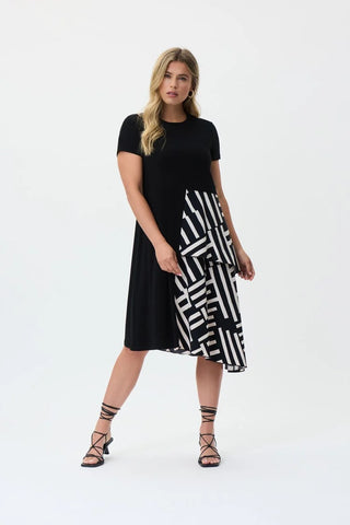 Silky Knit Woven Trapeze Dress