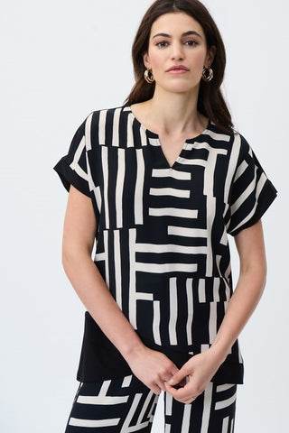 Geometric Print Silky Knit Top