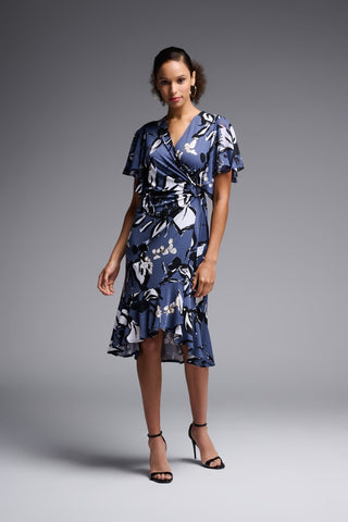 Chiffon And Silky Knit Flounce Dress