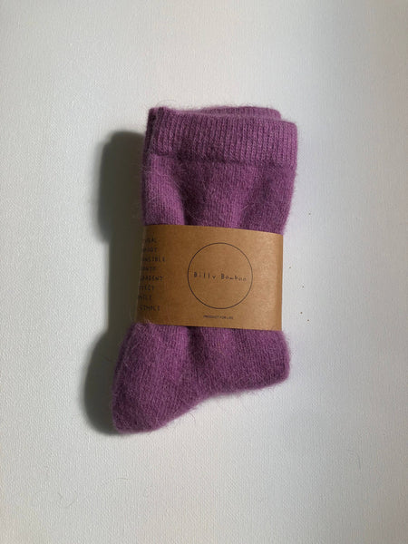 FLUFFY ANGORA SOCKS - CRYSTALS: Purple Amethyst / One size ( M )