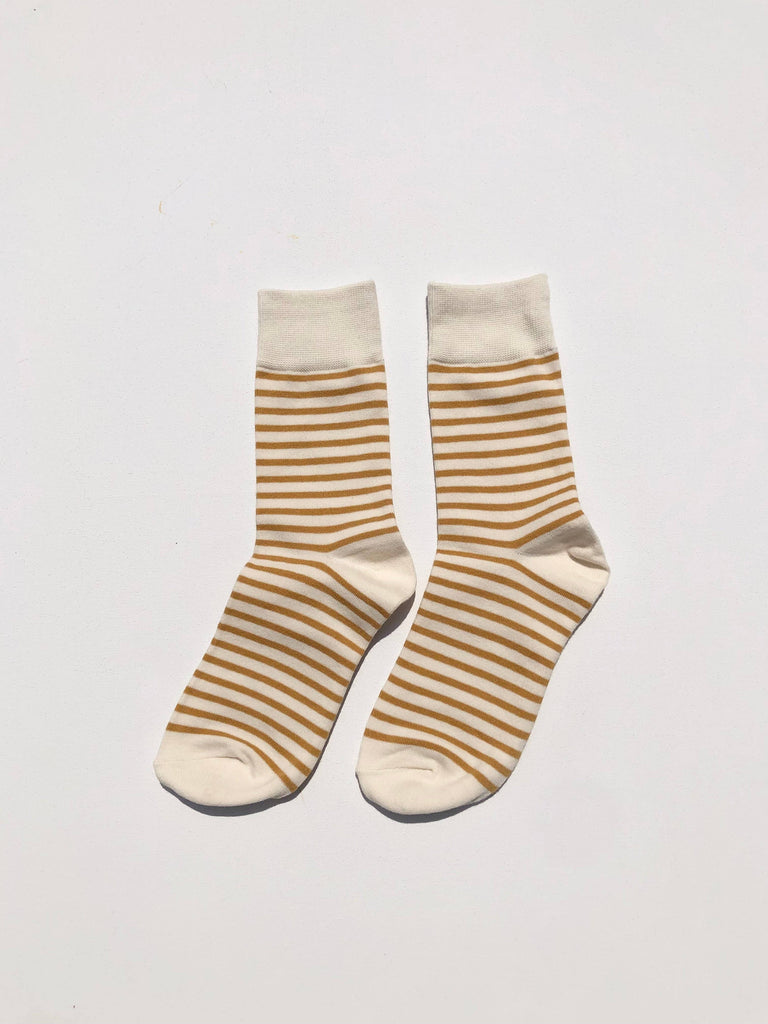 COLOR STRIPE SOCKS: Mustard