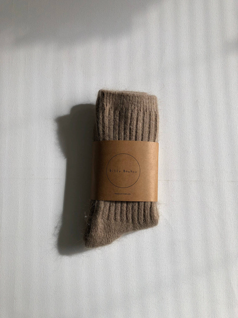 ROYAL ANGORA WOOL SOCKS : Mushroom