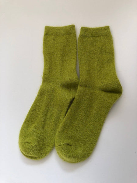 FLUFFY ANGORA SOCKS - CRYSTALS: Pink ruby / One size ( M )
