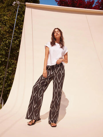 Printed Linen Blend Pants