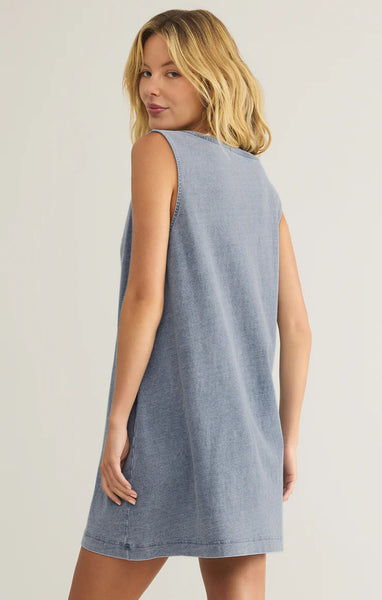 Sloane V-Neck Jersey Denim Mini Dress
