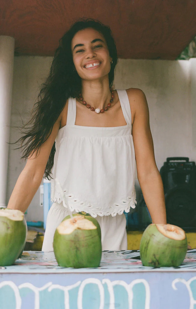 Annecy Embroidered Linen Tank