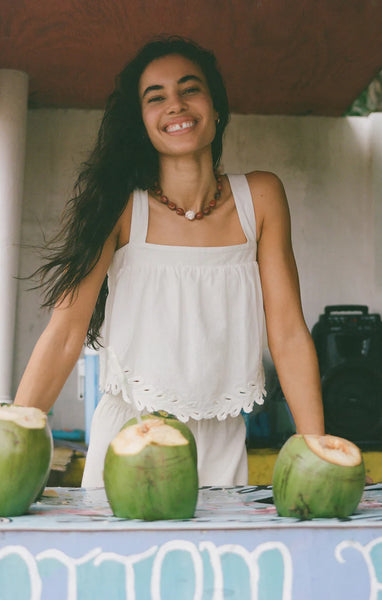 Annecy Embroidered Linen Tank