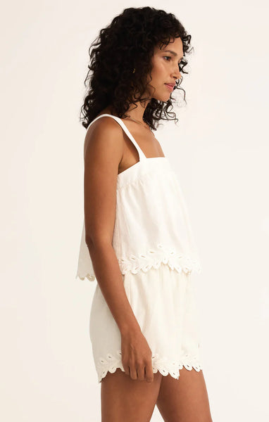 Annecy Embroidered Linen Tank