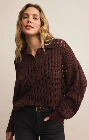 Looking Glass Crochet Polo Sweater