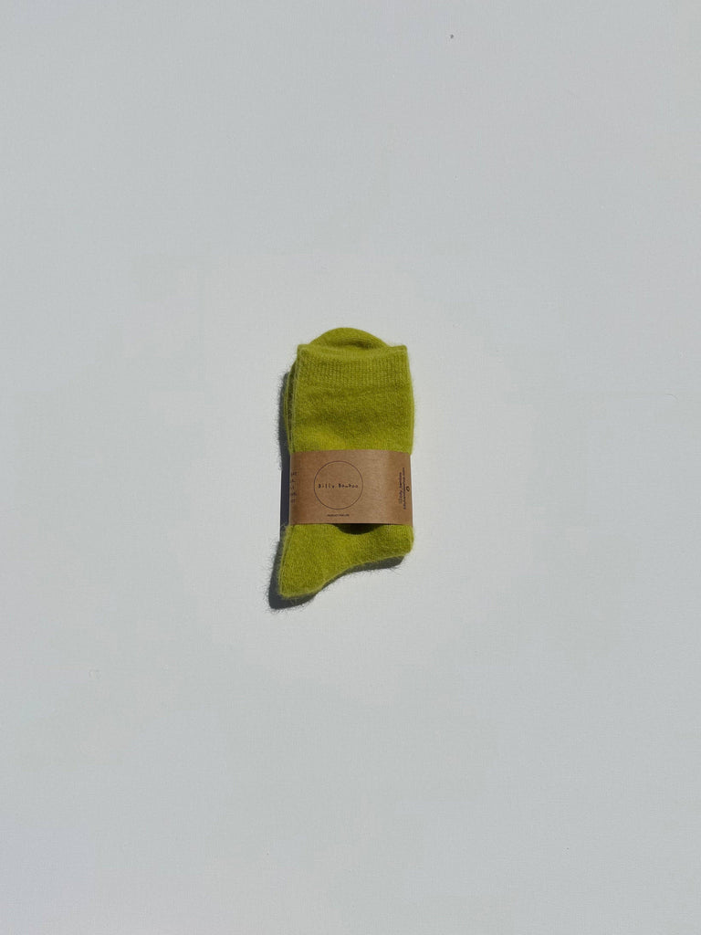 FLUFFY ANGORA SOCKS - CRYSTALS: Olivine