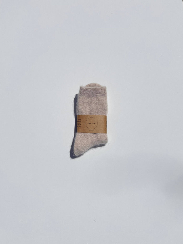 FLUFFY ANGORA SOCKS - NEUTRAL: Oat / Women’s 7.5 - 11.5, Men’s 6.5 - 10.5