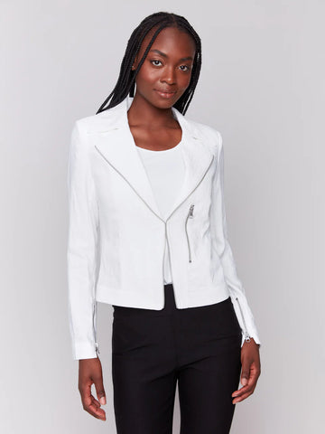 Crinkle Rayon Biker Jacket