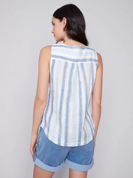 NAUTICAL LINEN TOP WITH SIDE BUTTONS