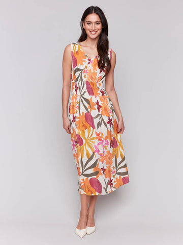 Printed Sleeveless Empire Waist Dress