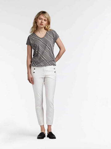 STRIPED TOP WITH PLAIN WOVEN BACK