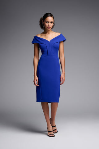 Off-The-Shoulder Suba Crepe Sheath Dress
