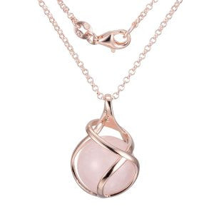Reign Genuine Rose Quartz Swirl Bubble Pendant - Nica's Clothing & Accessories