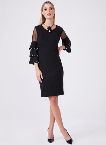 RUFFLE BELL SLEEVE DRESS