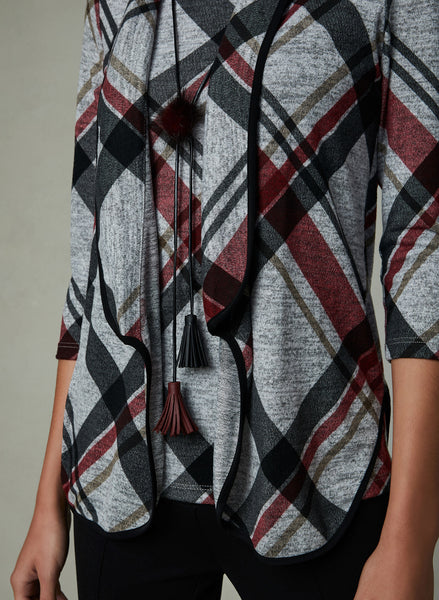 PLAID PRINT CARDIGAN