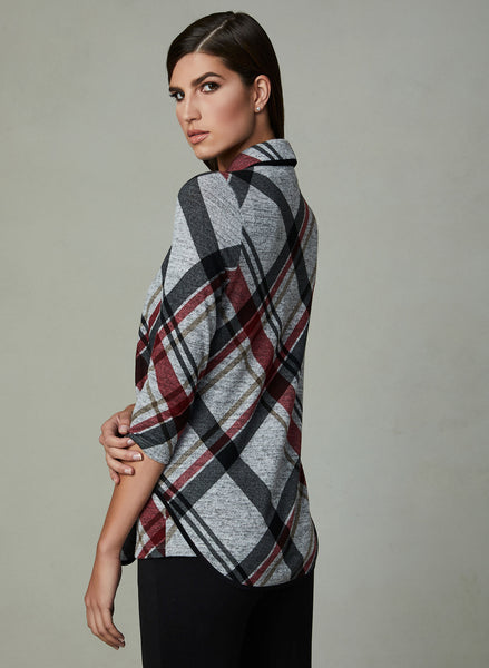 PLAID PRINT CARDIGAN