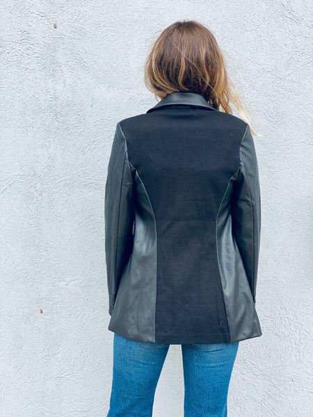 ALEXIS VEGAN LEATHER JACKET WITH STRETCH BACK