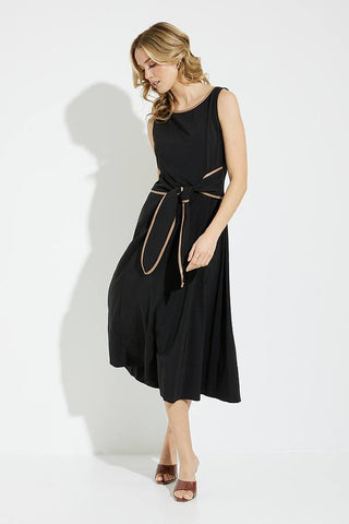 FAUX LEATHER TRIM DRESS
