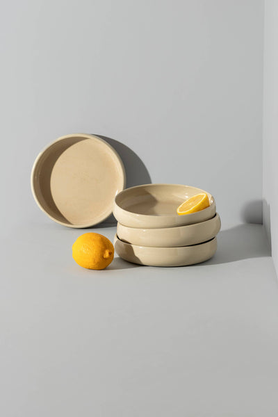 Handmade Stoneware Pasta/Salad Plate | Edan 7.9": Matte Black/Shiny White