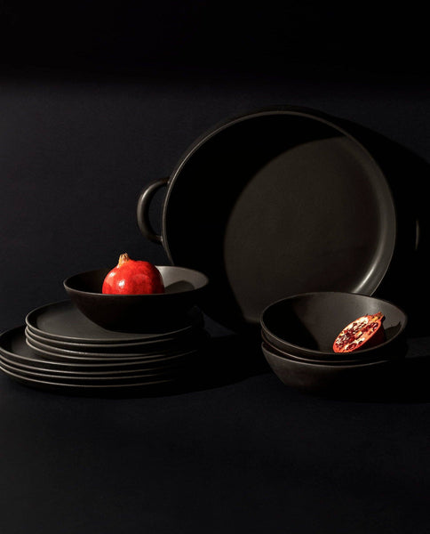 Family Feast Dinnerware Set: Matte Black