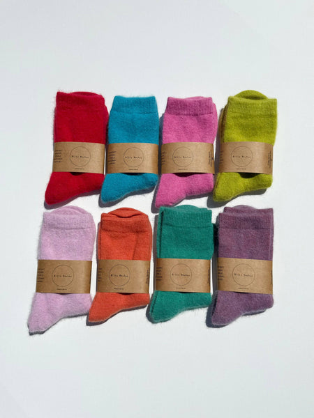 FLUFFY ANGORA SOCKS - CRYSTALS: Aquamarine