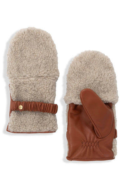 COURTNEY LEATHER CONVERTIBLE 2 IN 1 GLOVES - Camel