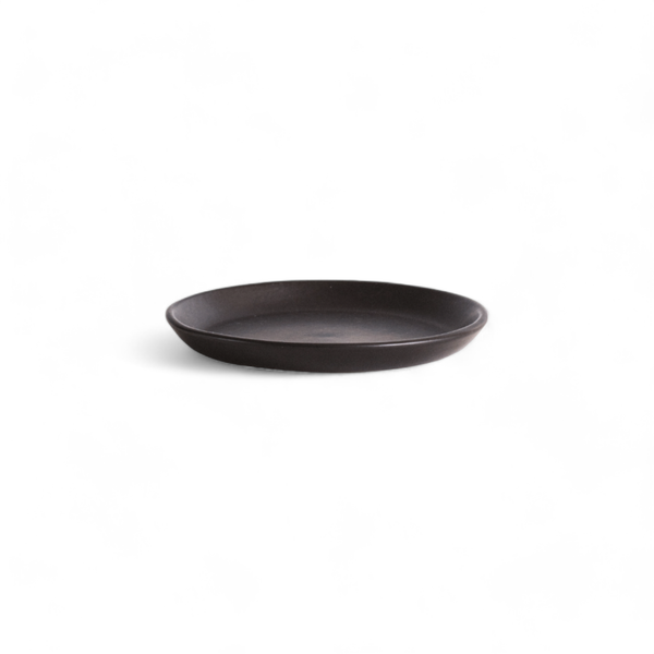 Handmade Stoneware Flat Side Plate | Edan 5.9": Matte Black/Shiny White