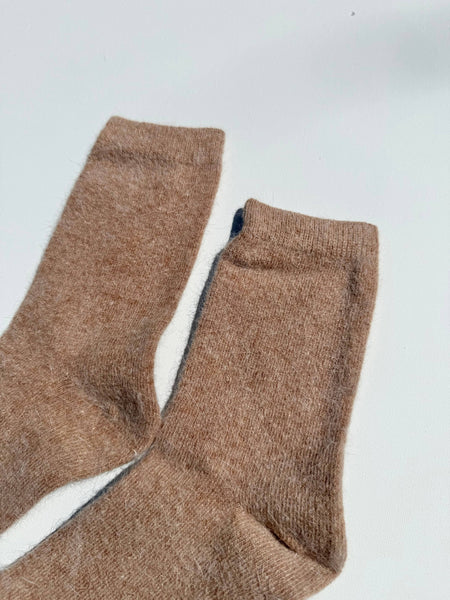 FLUFFY ANGORA SOCKS - NEUTRAL: Mushroom / Women’s 7.5 - 11.5, Men’s 6.5 - 10.5