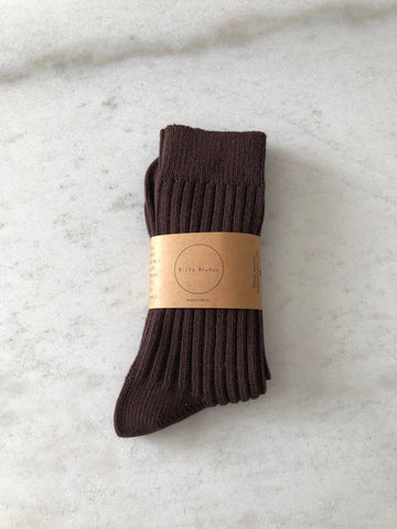 RIBBED COTTON HIGH SOCKS - neutral: Dark chocolate / Restock ( December 6th )