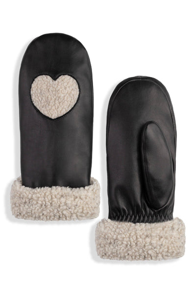 CONTRECOEUR LEATHER MITTENS - Black
