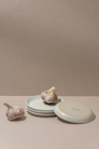 Handmade Stoneware Flat Side Plate | Edan 5.9": Matte Black/Shiny White