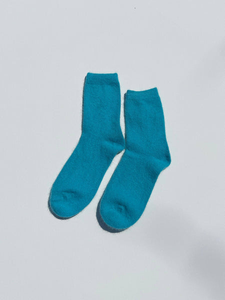 FLUFFY ANGORA SOCKS - CRYSTALS: Aquamarine