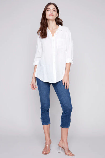 LINEN BUTTON UP BLOUSE