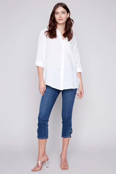 LINEN BUTTON UP BLOUSE