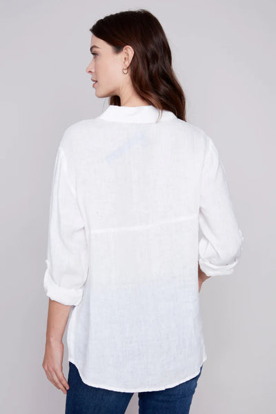 LINEN BUTTON UP BLOUSE