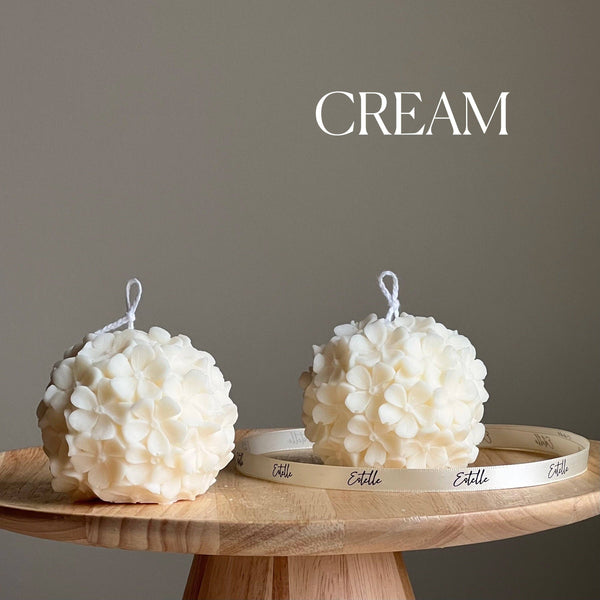 Cute Hydrangea Ball Candle: Cream / Vanilla&Cashmere