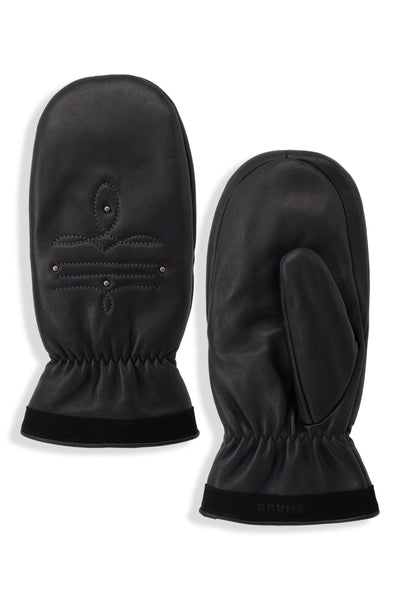 FLIN FLON LEATHER MITTENS - Black