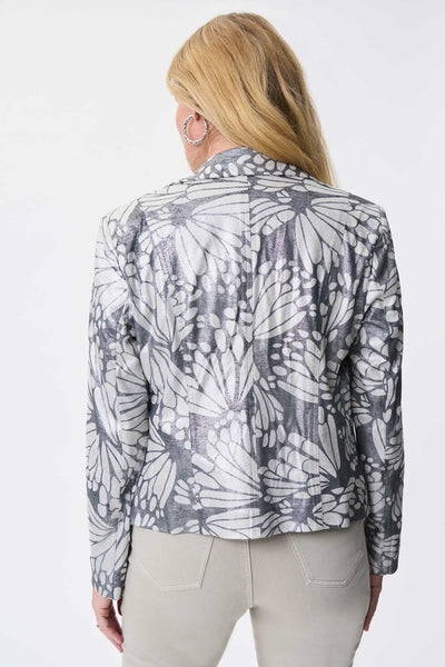 Printed Button-Front Suede Jacket