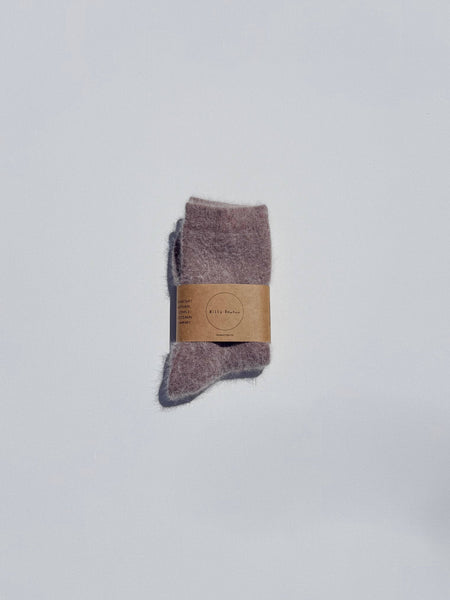 FLUFFY ANGORA SOCKS - NEUTRAL: Mushroom / Women’s 7.5 - 11.5, Men’s 6.5 - 10.5