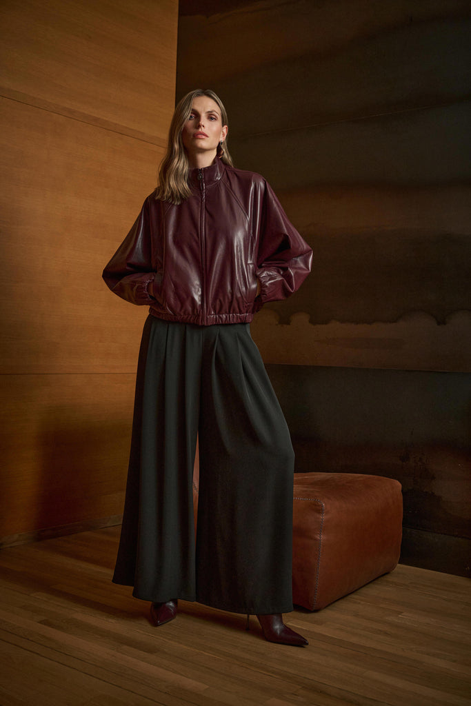 Tess Woven Twill Wide-Leg Pants