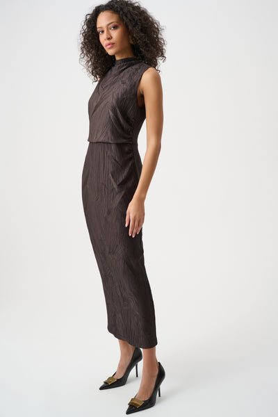 Sharla Pleated Satin Sleeveless Midi Dress