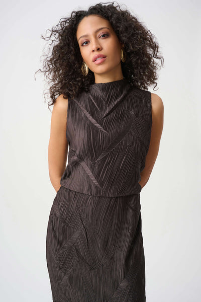 Sharla Pleated Satin Sleeveless Midi Dress