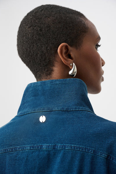 Dani Denim Funnel-Neck Bomber Jacket