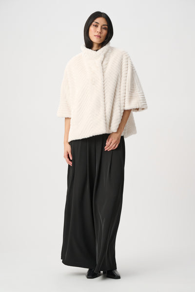 Chevron Faux Fur Cape-Style Jacket