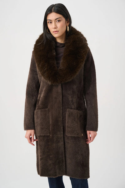 Diane Knit Coat With Detachable Faux Fur Collar
