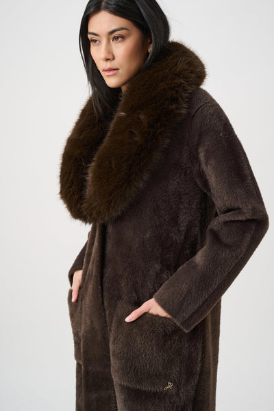 Diane Knit Coat With Detachable Faux Fur Collar
